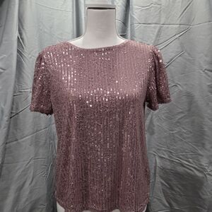 Cupio Pink Sequin Top with Bow